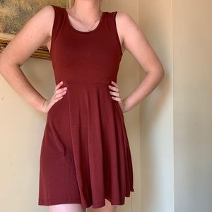 sleeveless red dress